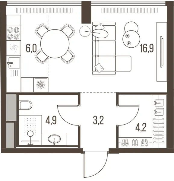 1-комн. 35.2 м²