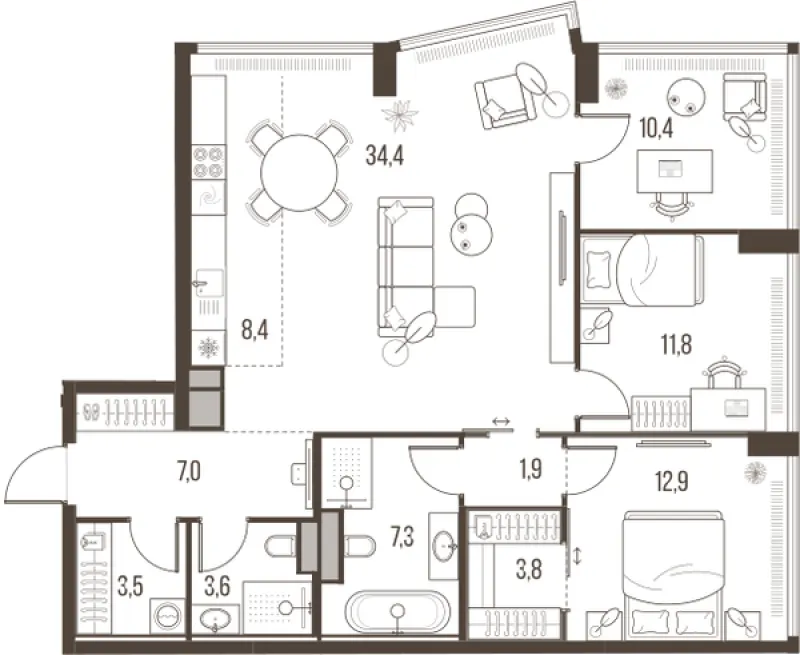 4-комн. 105.1 м²