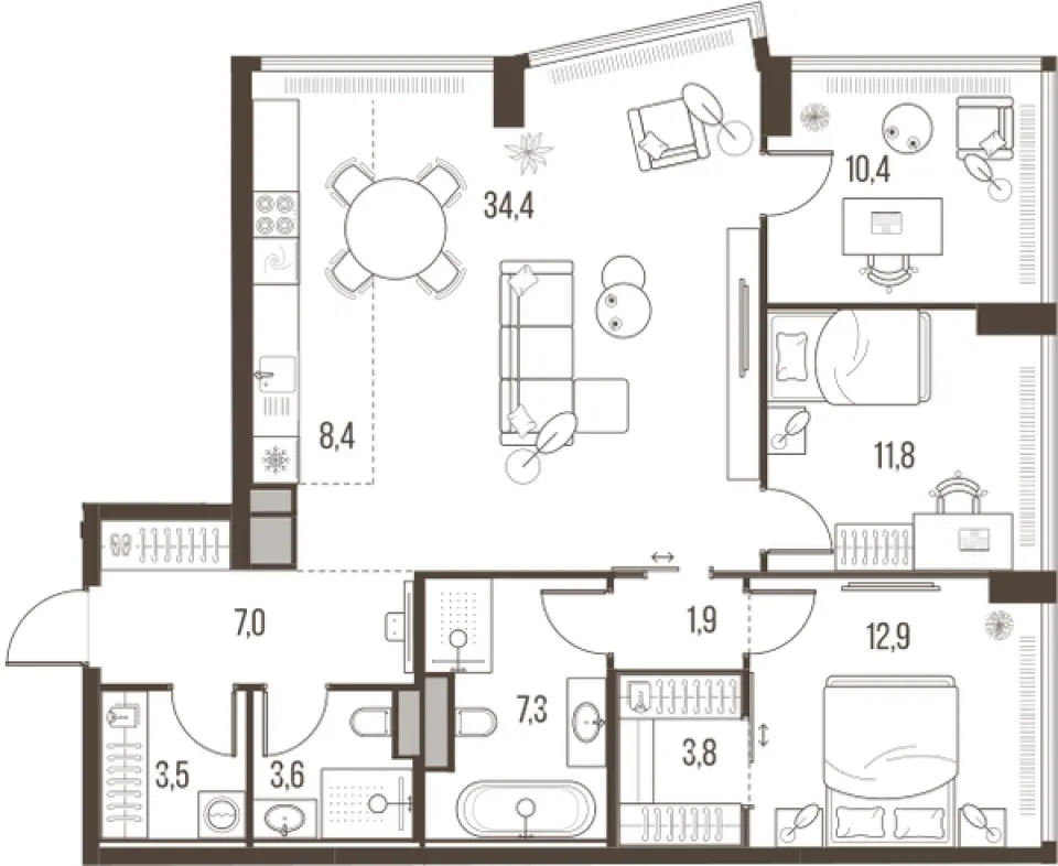 4-комн. 105,1 м²