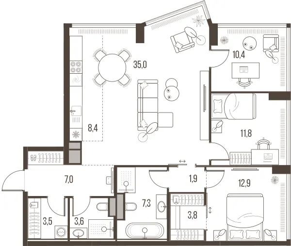 4-комн. 105.7 м²