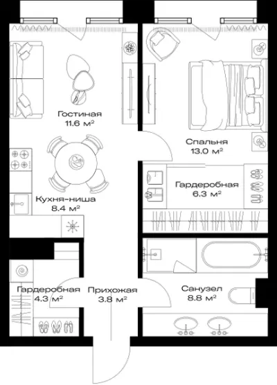 56,2 м² — планировка
