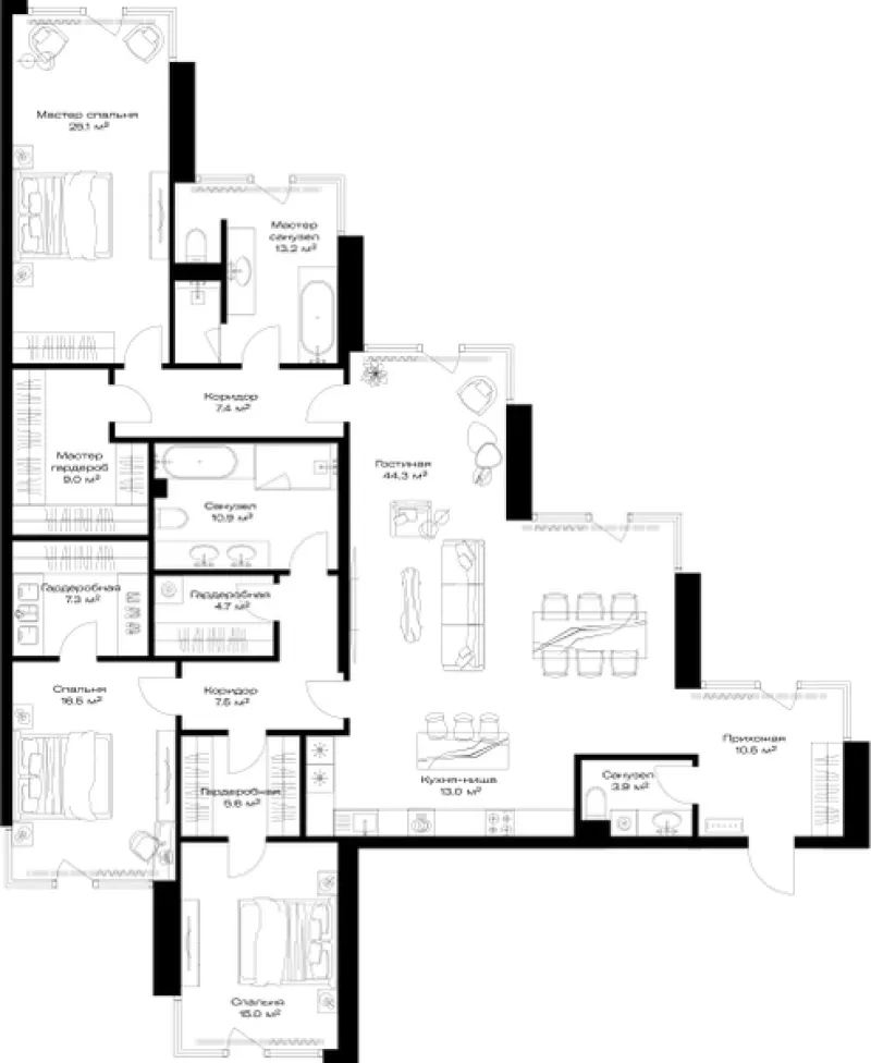 3-комн. 193.9 м²