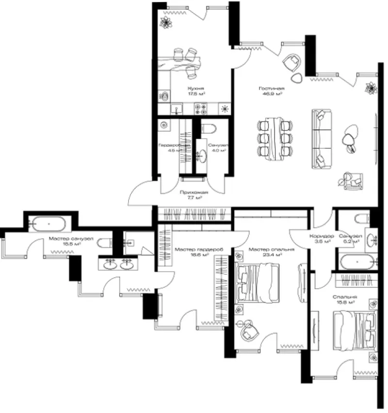 2-комн. 160.6 м²
