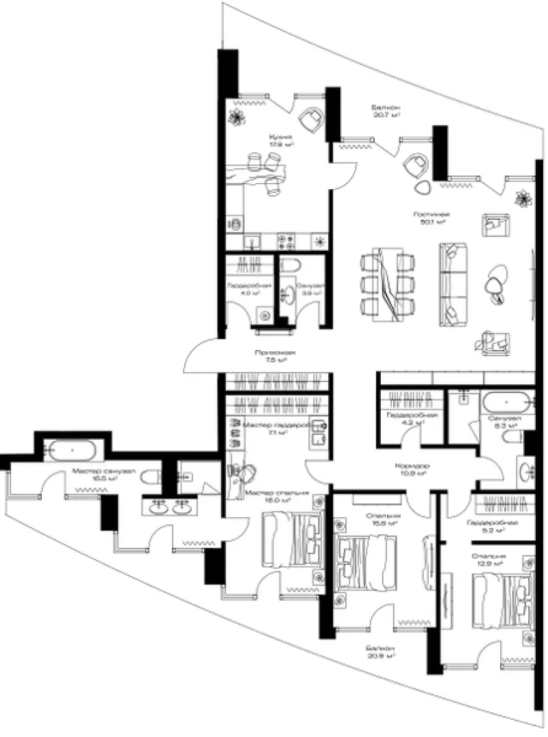 3-комн. 191.6 м²