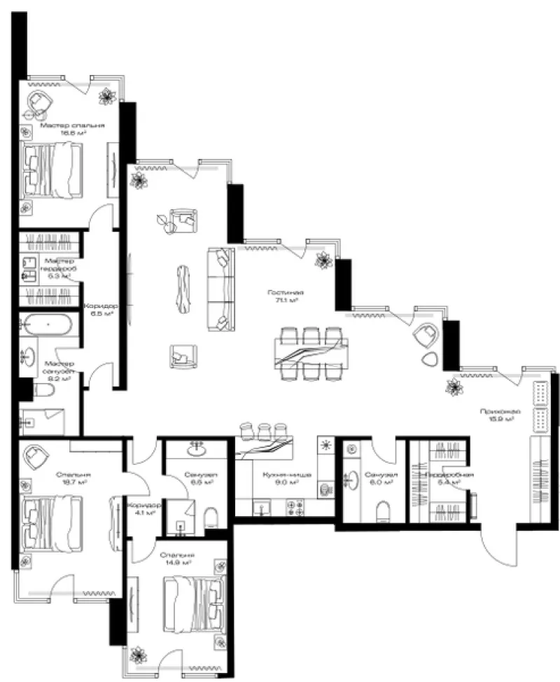3-комн. 188.2 м²