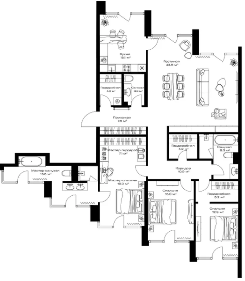 3-комн. 169.9 м²
