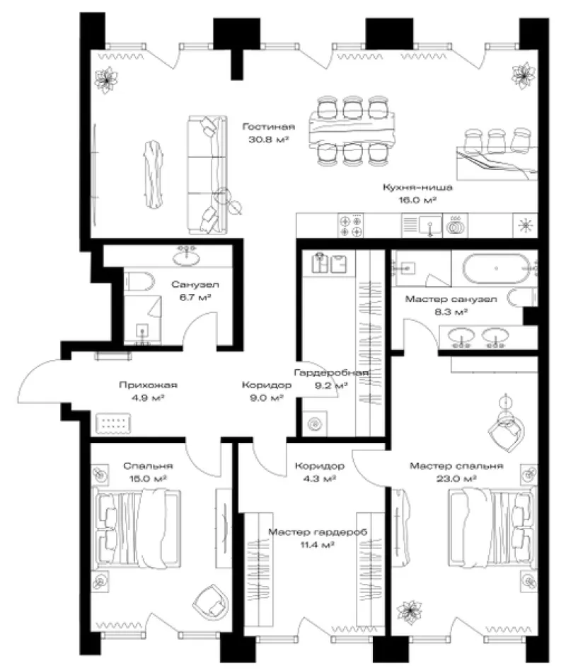 2-комн. 138.6 м²