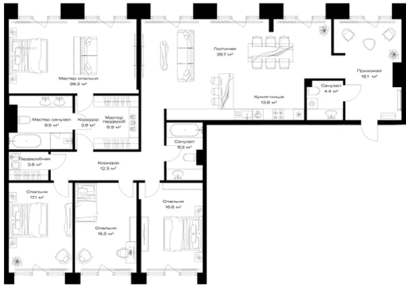 4-комн. 196.6 м²