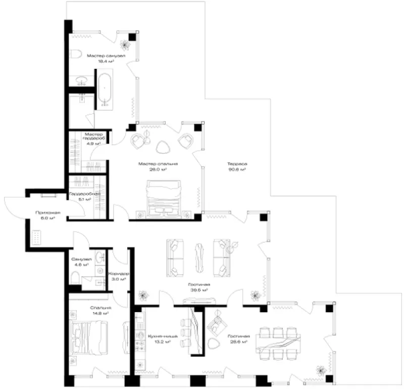 2-комн. 191.3 м²