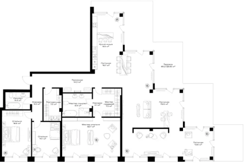 3-комн. 266.7 м²