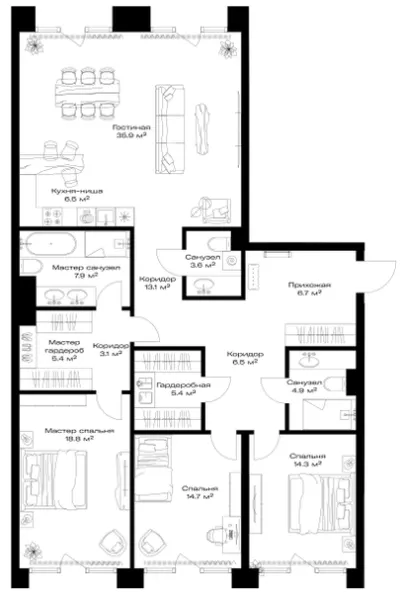146,8 м² — планировка