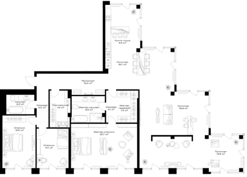3-комн. 241.1 м²