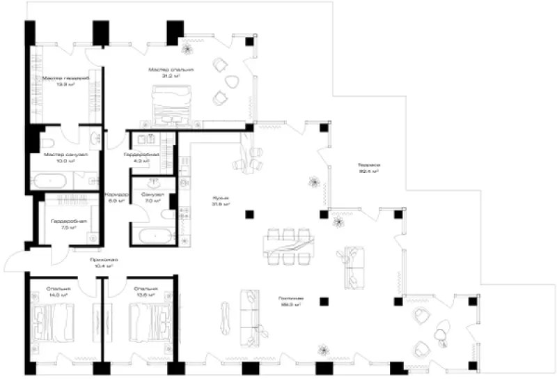 3-комн. 265.6 м²