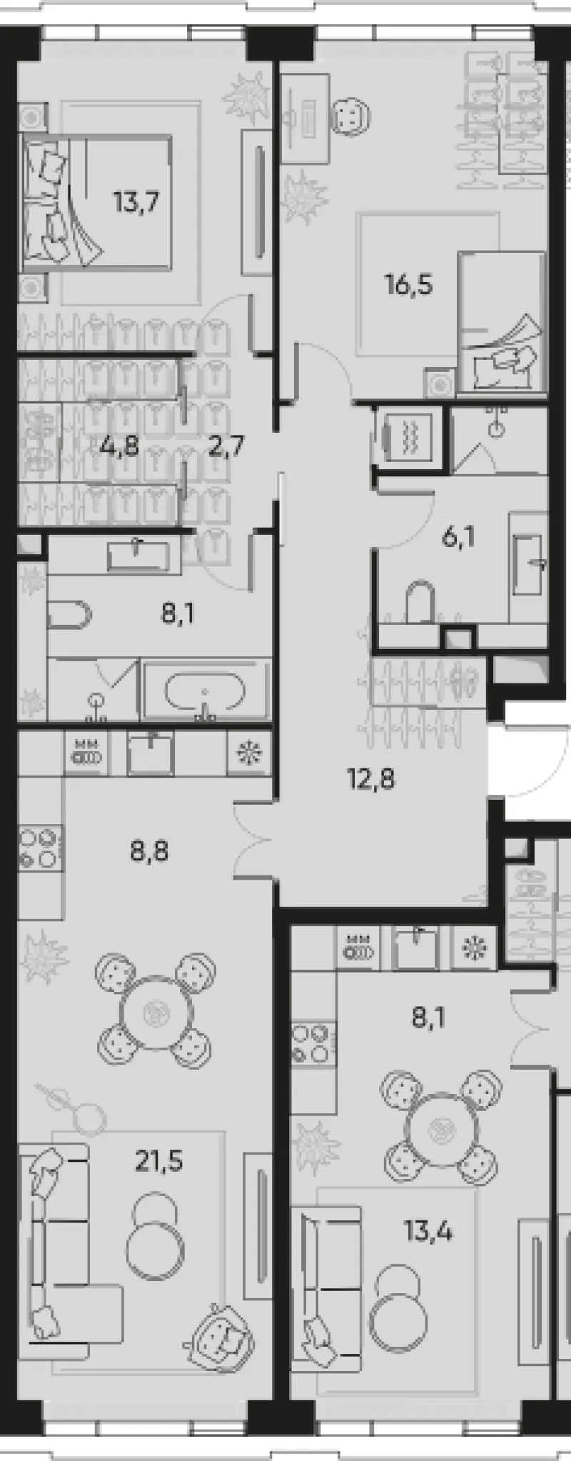 3-комн. 95.7 м²
