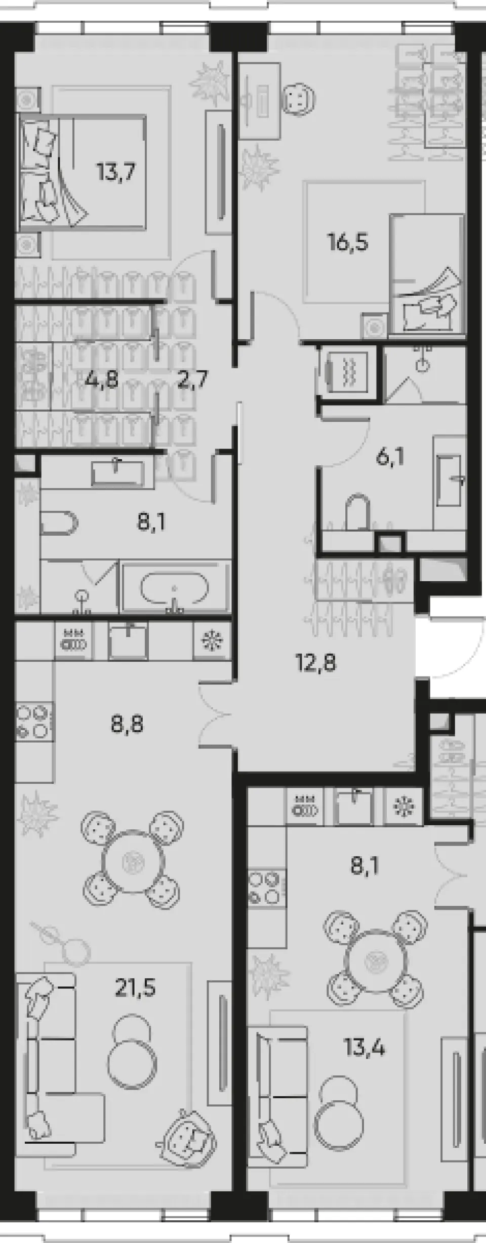 3-комн. 95,7 м²