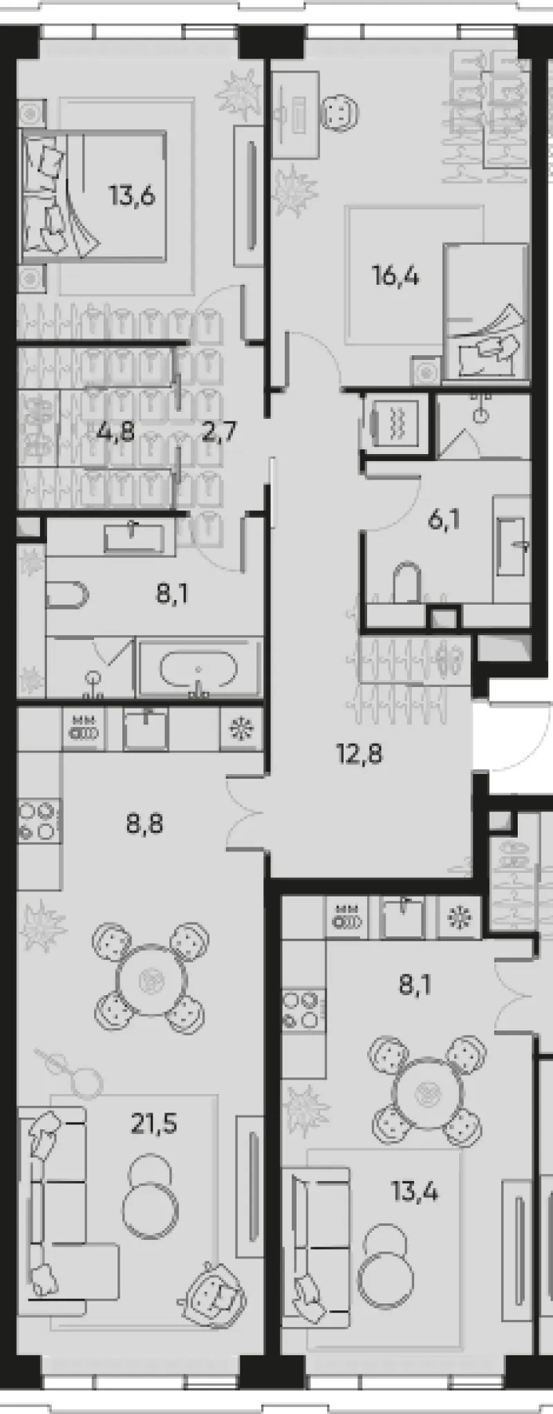 3-комн. 95.5 м²