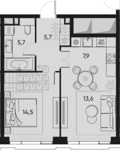 47,4 м² — планировка