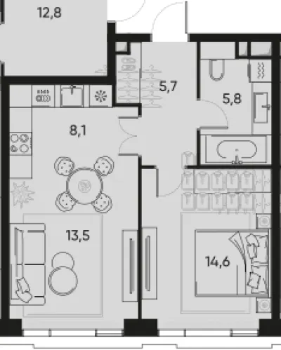47,7 м² — планировка