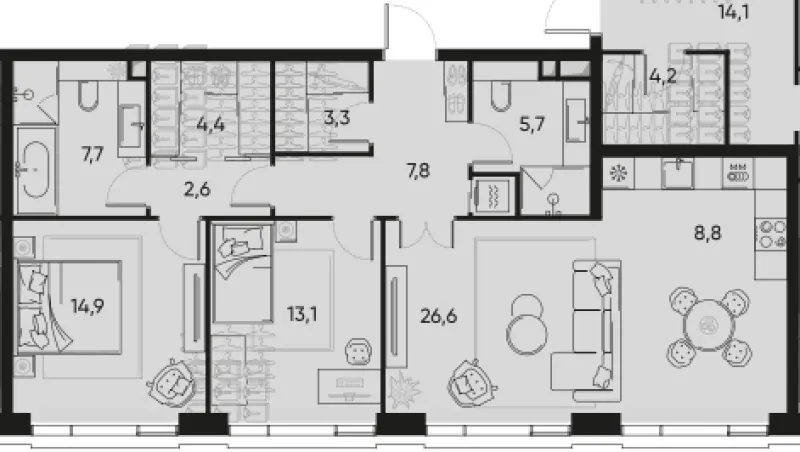 3-комн. 95.5 м²