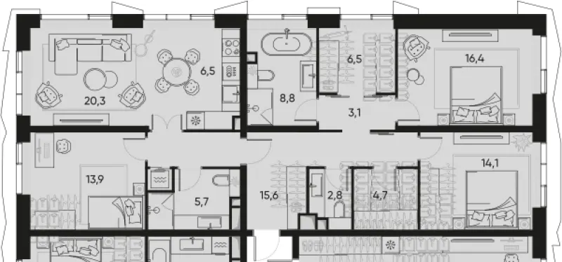 4-комн. 119 м²