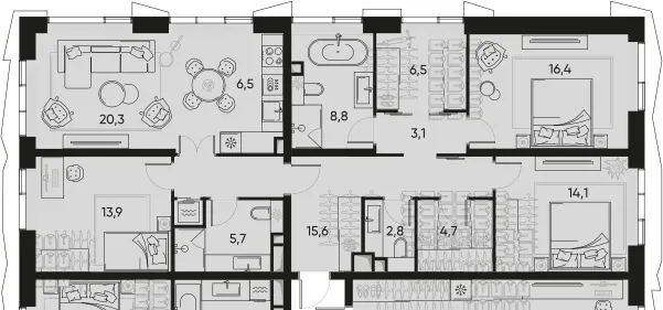 4-комн. 119 м²