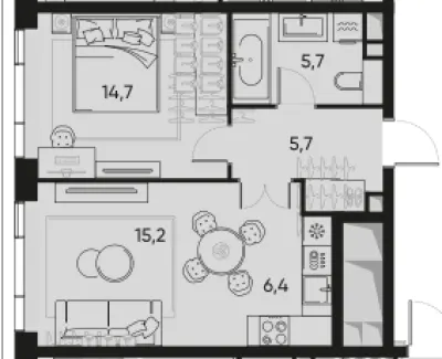 47,7 м² — планировка