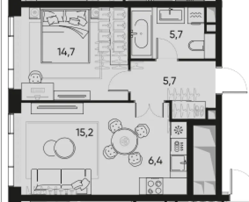 2-комн. 47.7 м²
