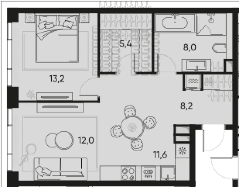 2-комн. 58.8 м²