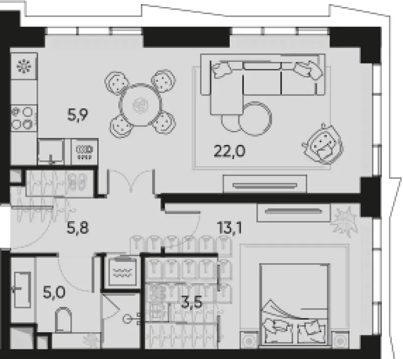 2-комн. 56.4 м²