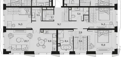 119,8 м² — планировка