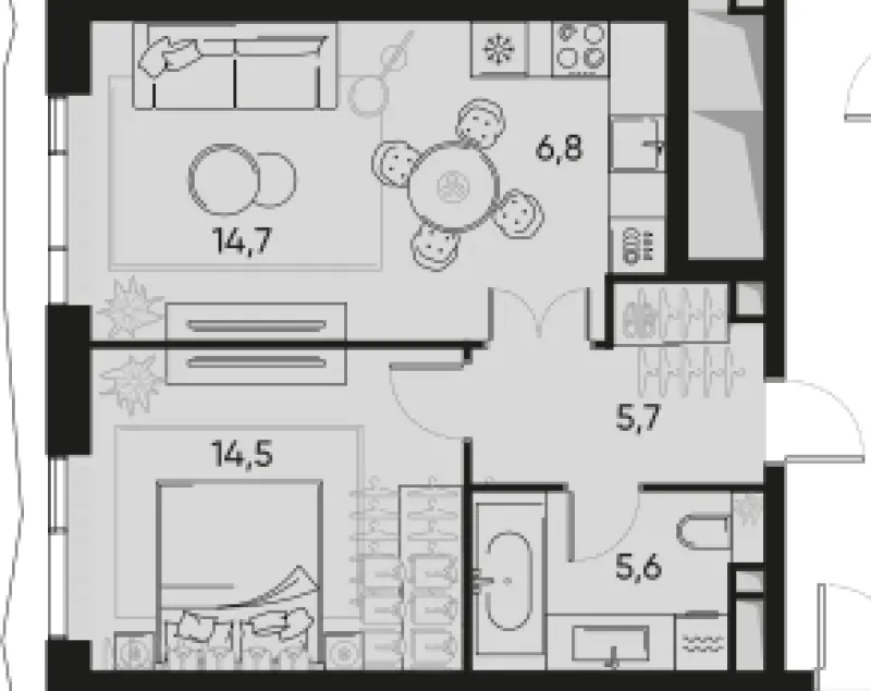 2-комн. 47.3 м²