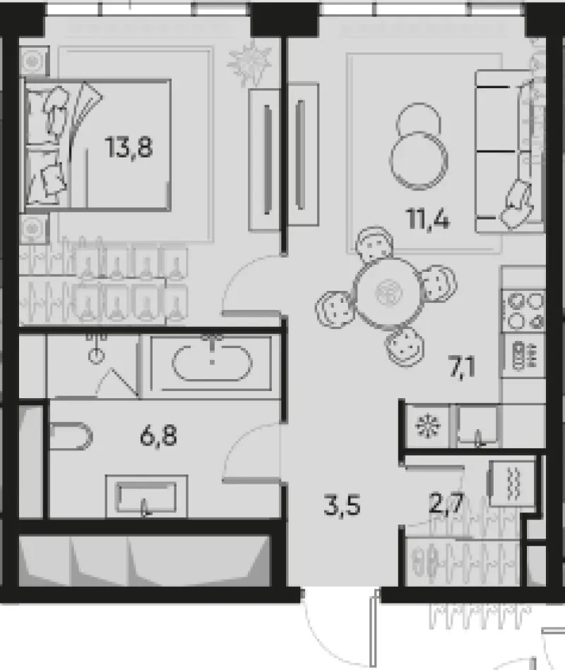 2-комн. 45.3 м²