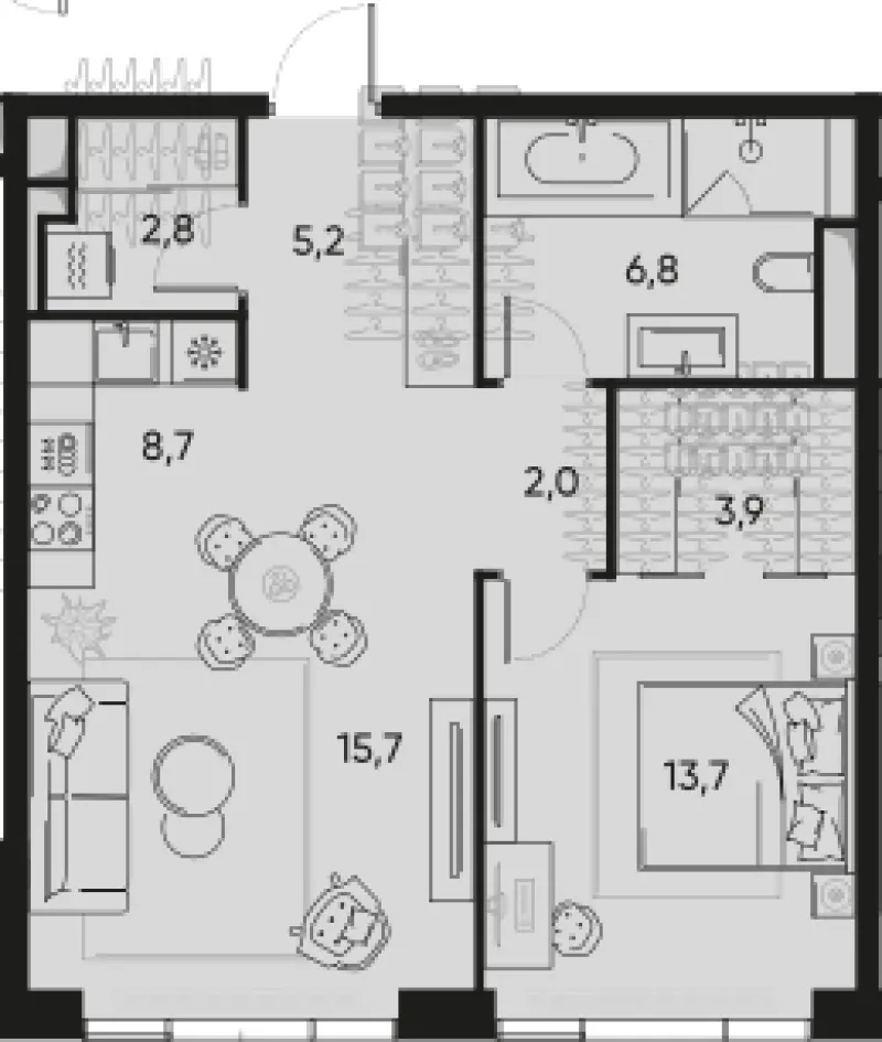 2-комн. 58.8 м²