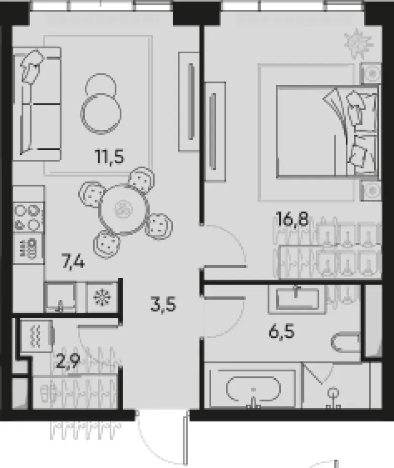 2-комн. 48.6 м²