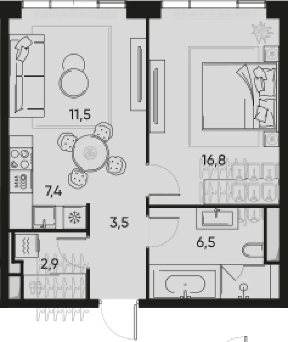 2-комн. 48,6 м²