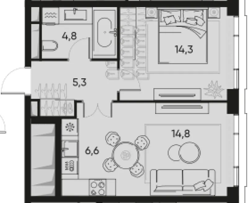 2-комн. 45.8 м²
