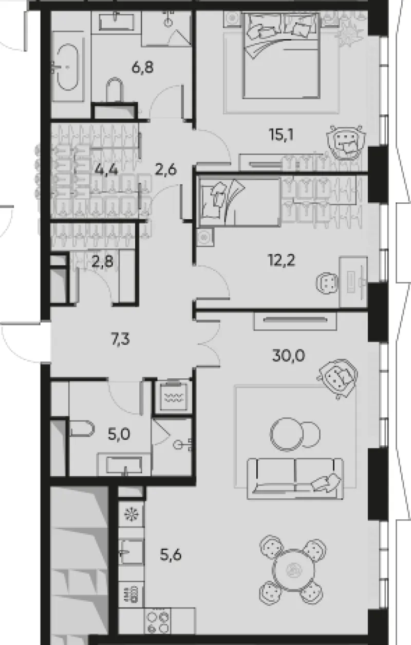 3-комн. 92.5 м²
