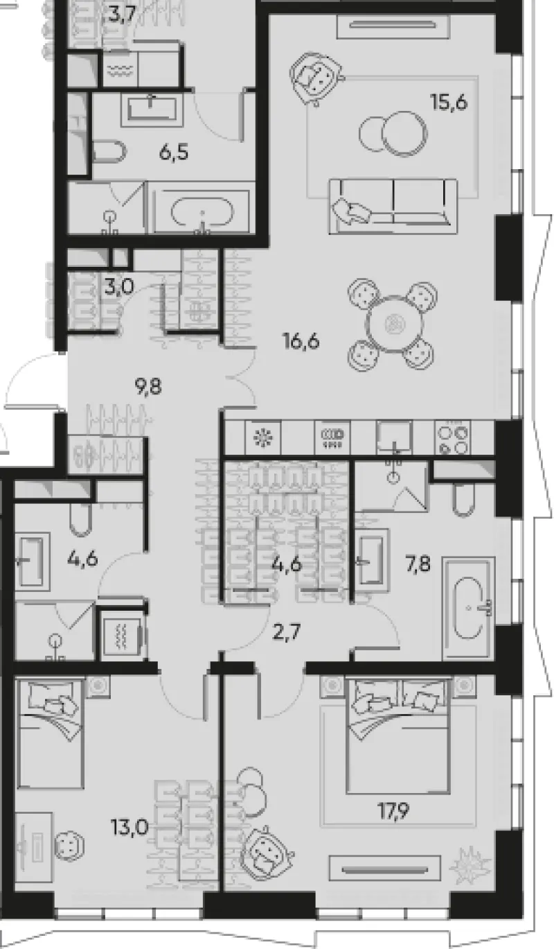 3-комн. 96.3 м²
