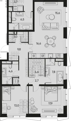 3-комн. 96,3 м²