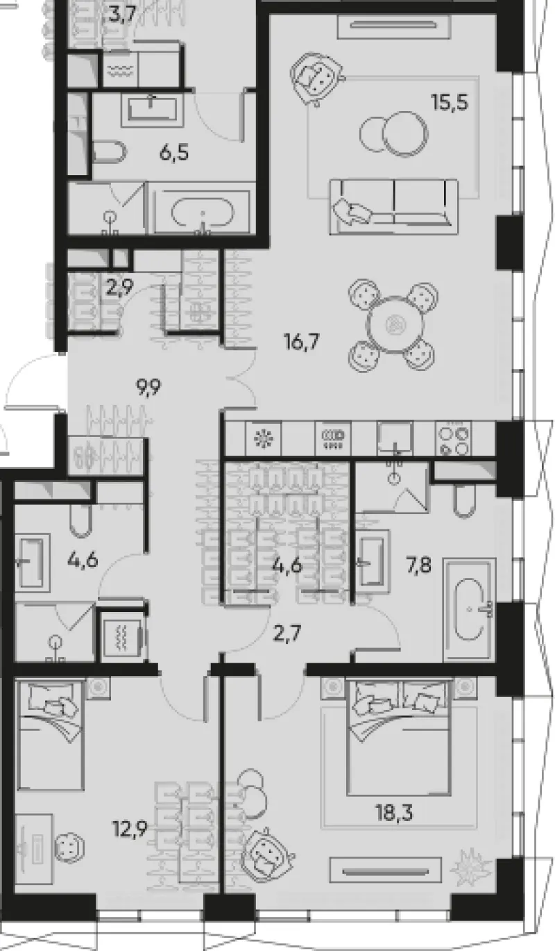 3-комн. 96.9 м²