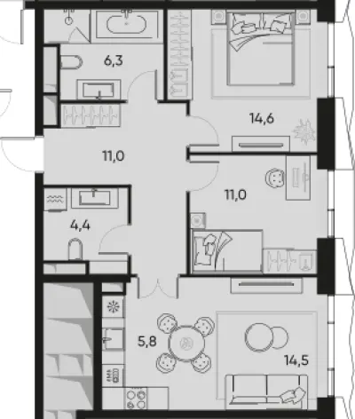 67,6 м² — планировка