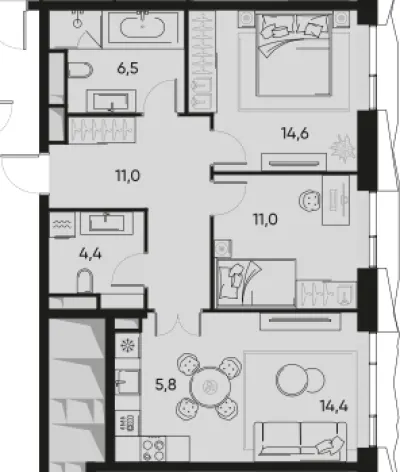 67,7 м² — планировка