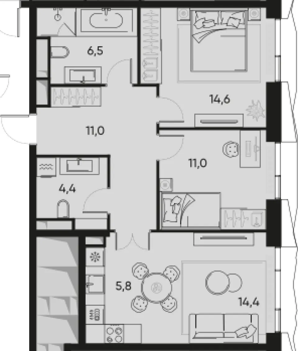 3-комн. 67,7 м²