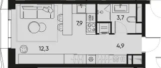 1-комн. 29.4 м²