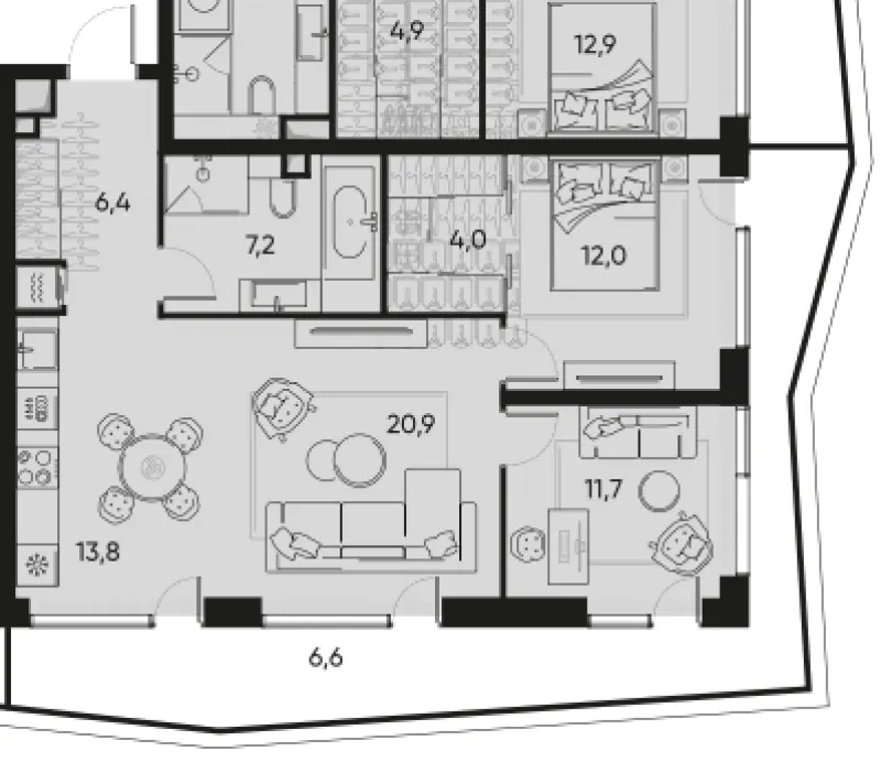 3-комн. 76.5 м²