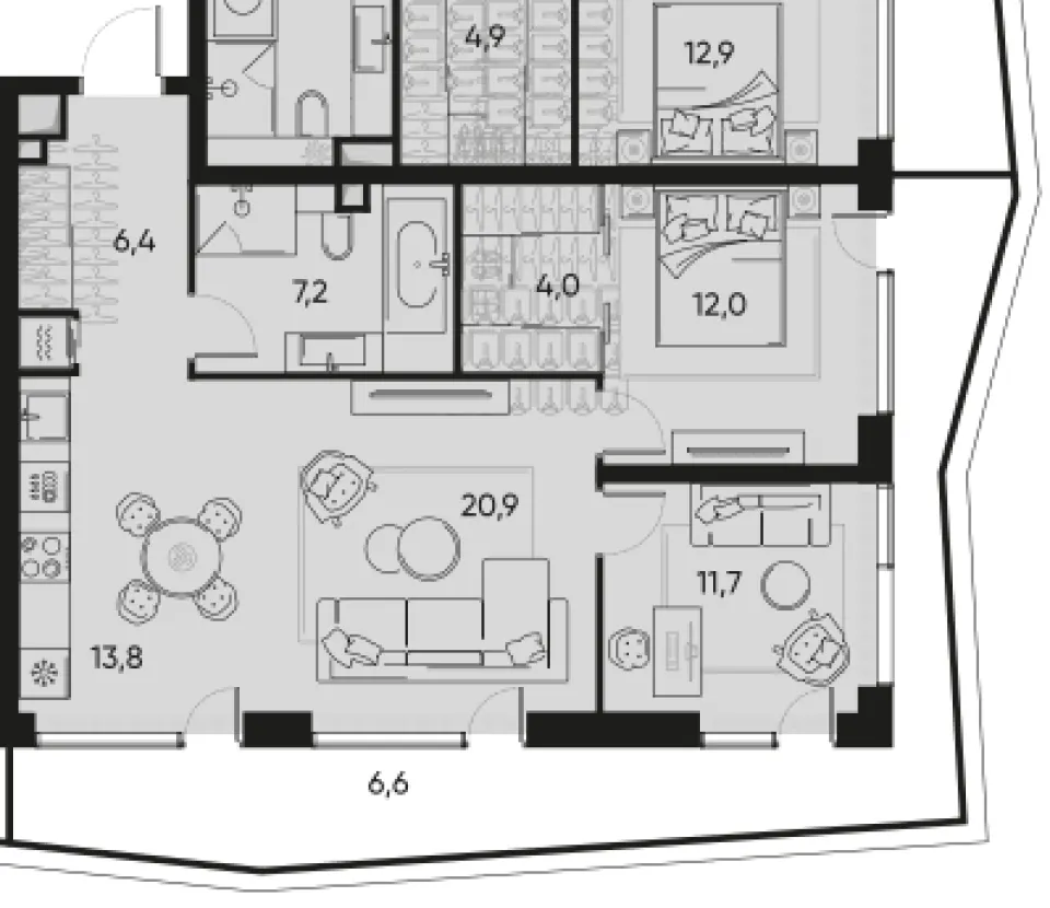3-комн. 76,5 м²