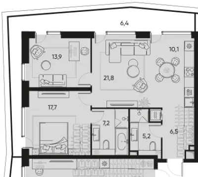83 м² — планировка