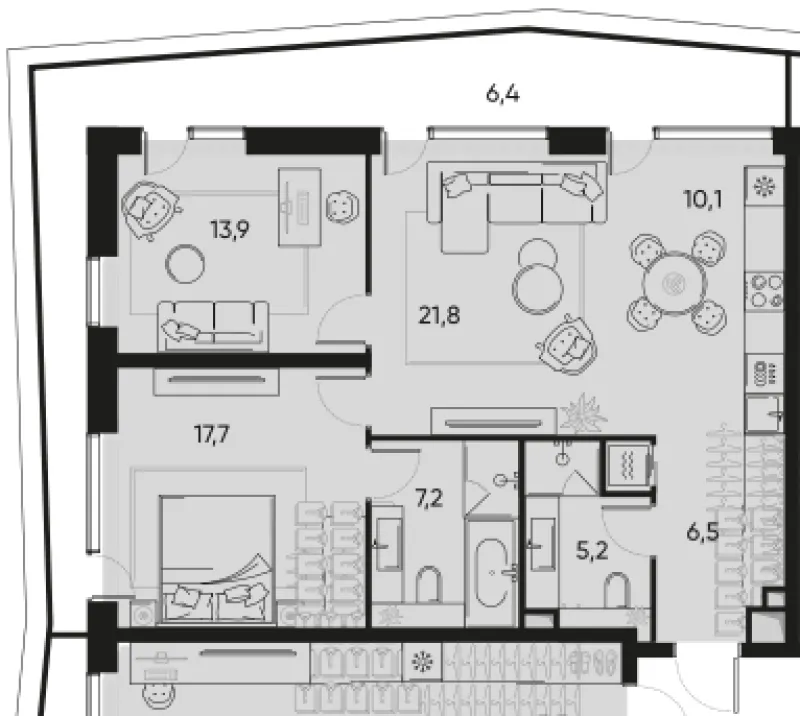 3-комн. 83 м²