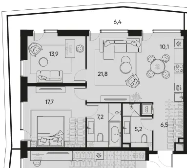 3-комн. 83 м²