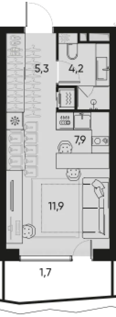 29,8 м² — планировка